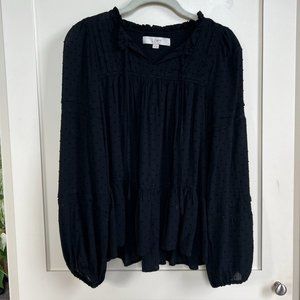 Light and Flowy Black Embroidered Blouse